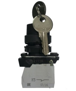 КПЕ 2120 -К УХЛ3, чёрный, 2но+0нз, ключ на 3 положения с фиксацией, IP40, переключатель (ЭТ)