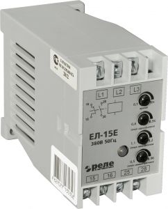 Реле контроля трехфазного напряжения ЕЛ-15Е 380В 50Гц регулировка порогов срабатывания, задержка срабатывания 0,1…10с, ток контактов исполнительного реле 5А, 1з+1р, УХЛ4