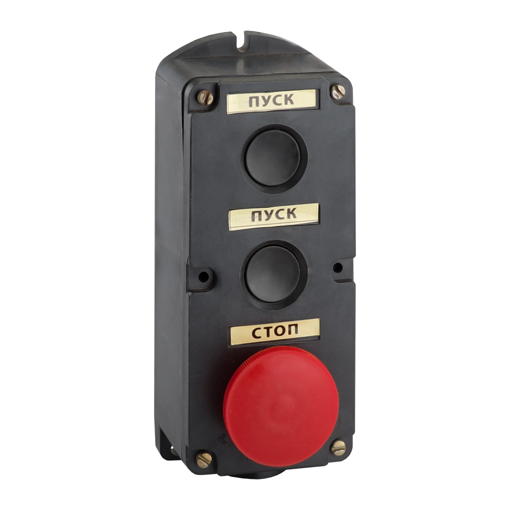 Пост кнопочный ПКЕ 212-3-У3-IP40-КЭАЗ (красный гриб), 24 шт