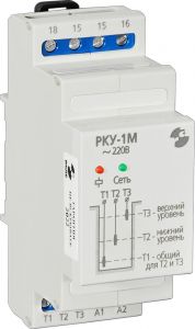 Реле контроля уровня жидкости РКУ-1М 220В 50Гц, без комплекта датчиков, контроль слива и заполнения, ток контактов исполнительного реле 8А,1п, УХЛ4