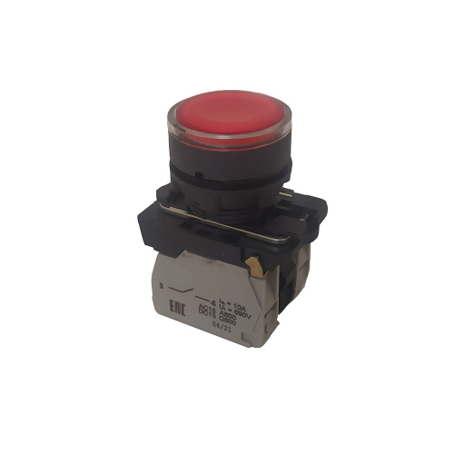Кнопка КМЕ4610мЛ-24В-красный-1но+0нз-цилиндр-индикатор-IP65-КЭАЗ, 14 шт
