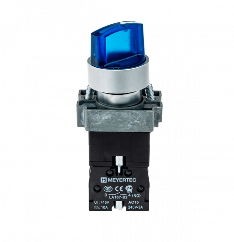 Переключатель с подсветкой, с фиксацией, 24V AC/DC, синий, 2 положения, 1NO