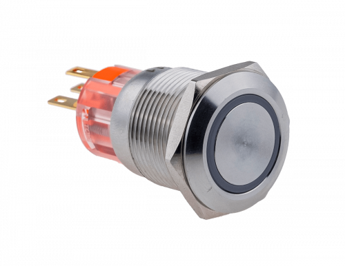 Кнопка с подсветкой красная, с фиксацией, 220В AC, IP67