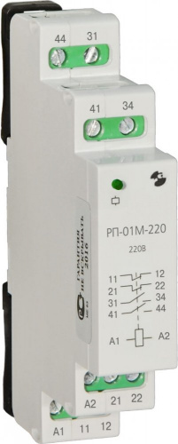 Реле промежуточное РП-01М-220 220В 50Гц/пост., максимальный коммутируемый ток контактов 8А, 2з+2р, УХЛ4