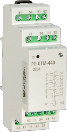 Реле промежуточное РП-01М-440 220В 50Гц/пост., максимальный коммутируемый ток контактов 8А, 4з+4р, УХЛ4
